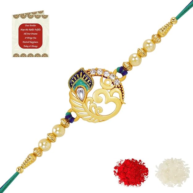 Riddhika Ventures Mens Stunning Gold Plated Designer Brother's Rakhi